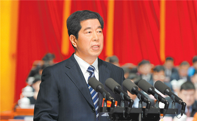 大会主席团常务主席王国生,喻红秋,孔昌 2019年河南省