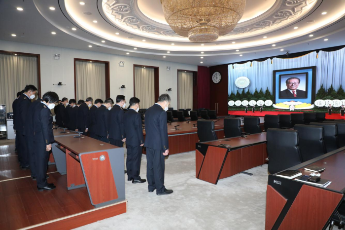 省应急厅组织收看江泽民同志追悼大会