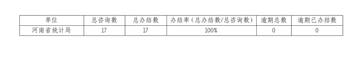 2024年12月份河南省统计局网上咨询办理情况