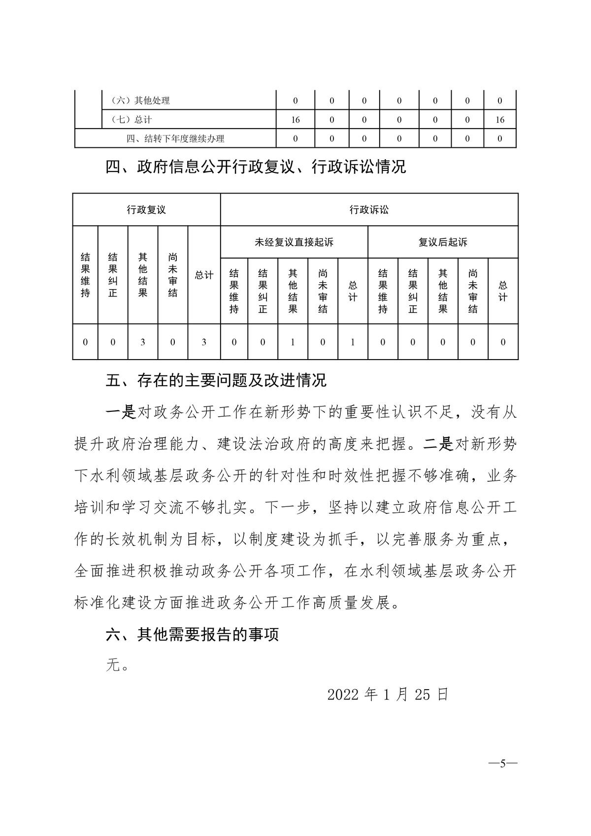 河南省水利厅2021 政府信息公开年度报告