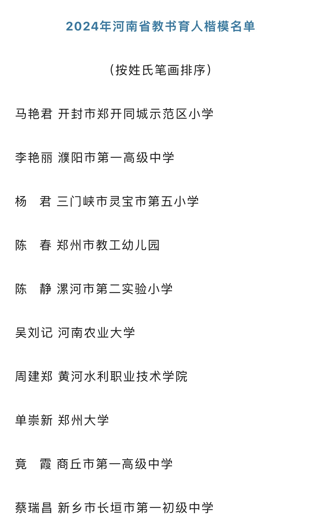 2024年河南教书育人楷模、最美教师名单公布，来看看谁上榜了？