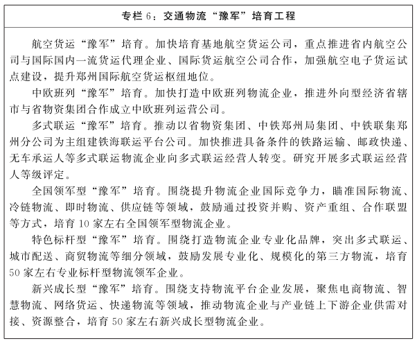 河南省人民政府关于印发河南省“十四五”现代综合交通运输体系和枢纽经济发展规划的通知