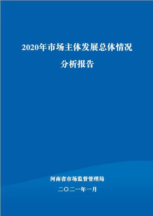 河南省市场监管局发布《2020年河南省市场主体发展总体情况分析报告》