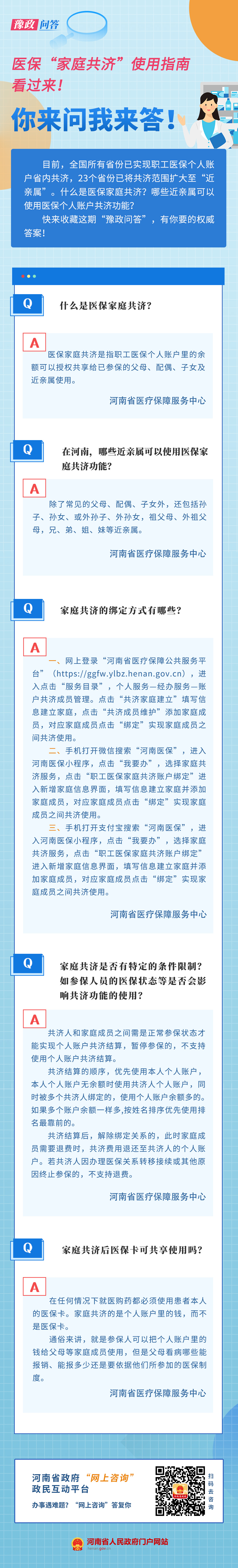 豫政問答丨醫(yī)保“家庭共濟(jì)”使用指南看過來！