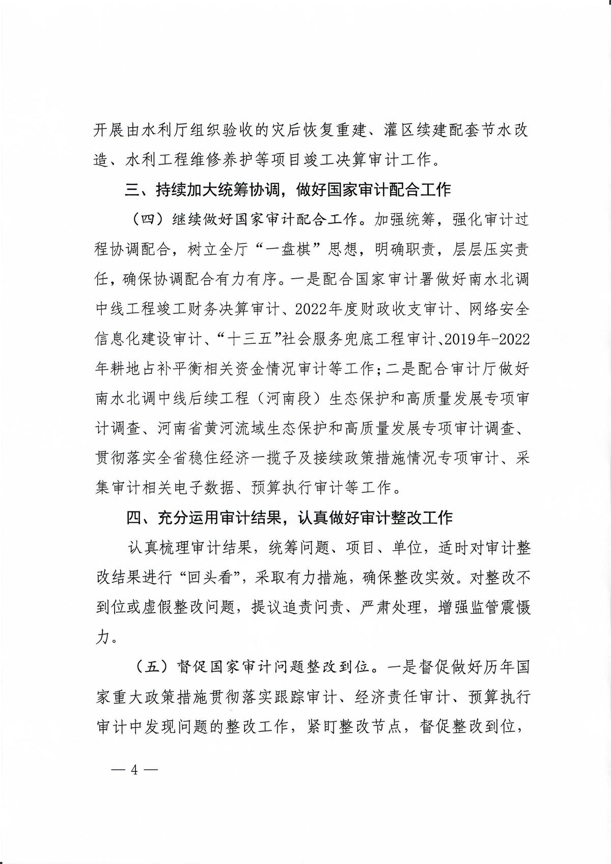 河南省水利厅办公室关于印发2023年水利审计工作要点的通知