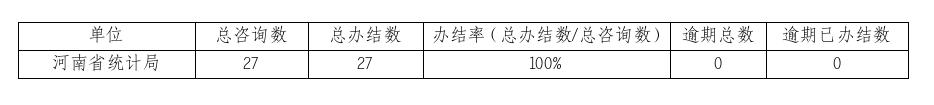 2024年6月份河南省统计局网上咨询办理情况