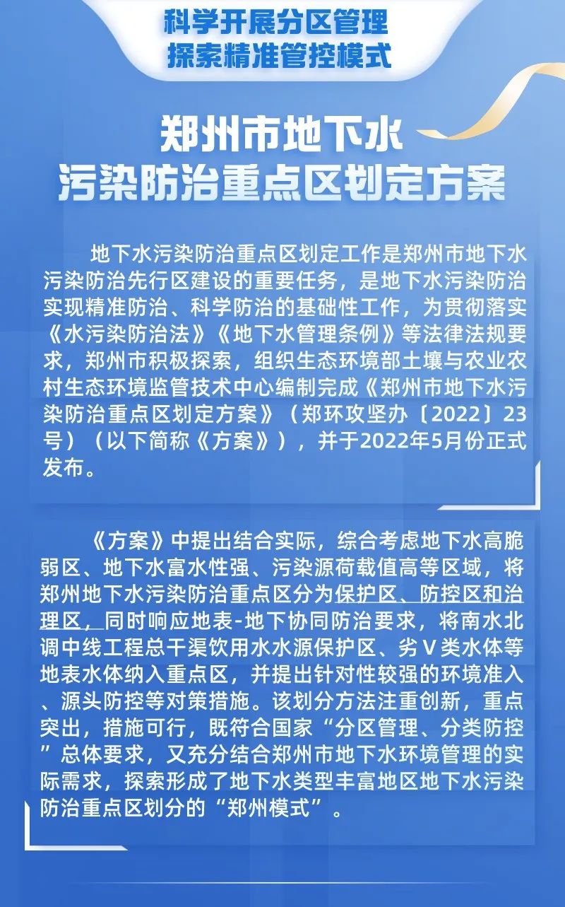 《郑州市地下水污染防治重点区划定方案》正式印发