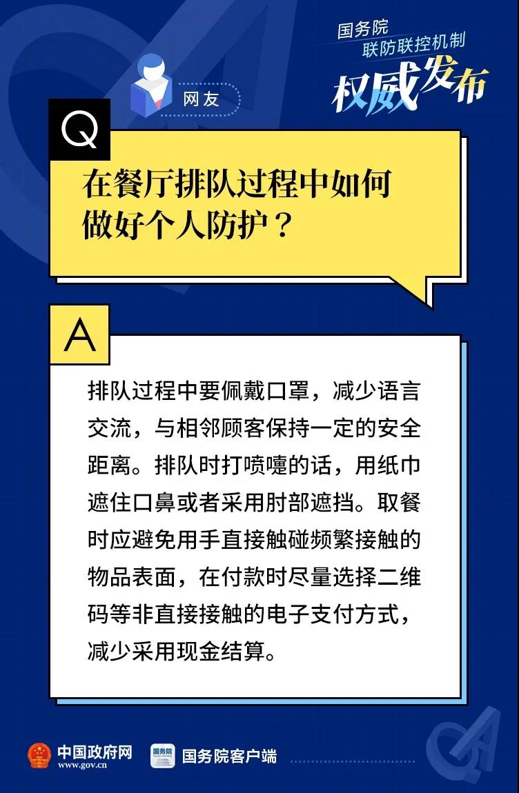 在餐厅排队、用餐，去商超购物如何做好个人防护？权威回答！