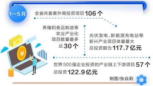  今年前5个月 河南省外资项目数量同比增长21.8%