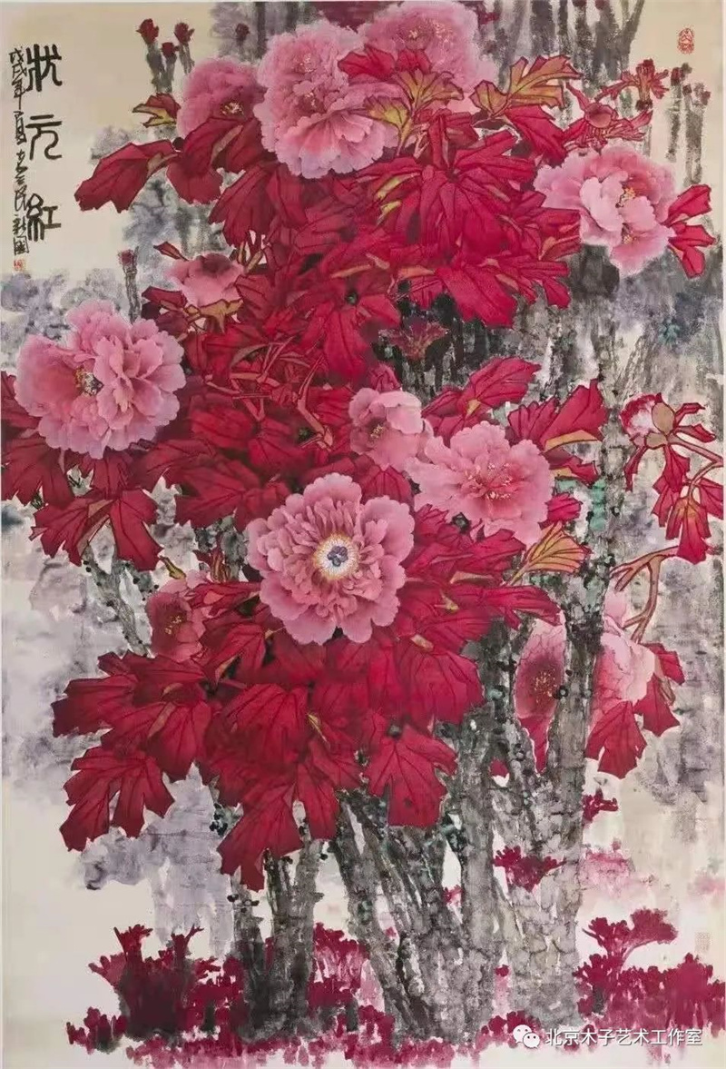 请欣赏著名画家李新国牡丹国画挂历