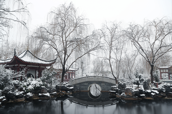 校园雪景