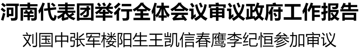 河南代表团举行全体会议审议政府工作报告