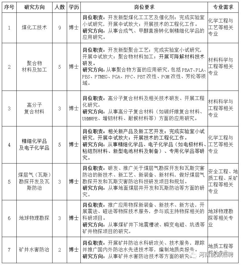 河南能源化工集团研究总院招聘报名登记表