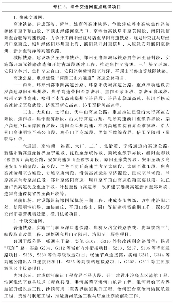 河南省人民政府关于印发河南省“十四五”现代综合交通运输体系和枢纽经济发展规划的通知