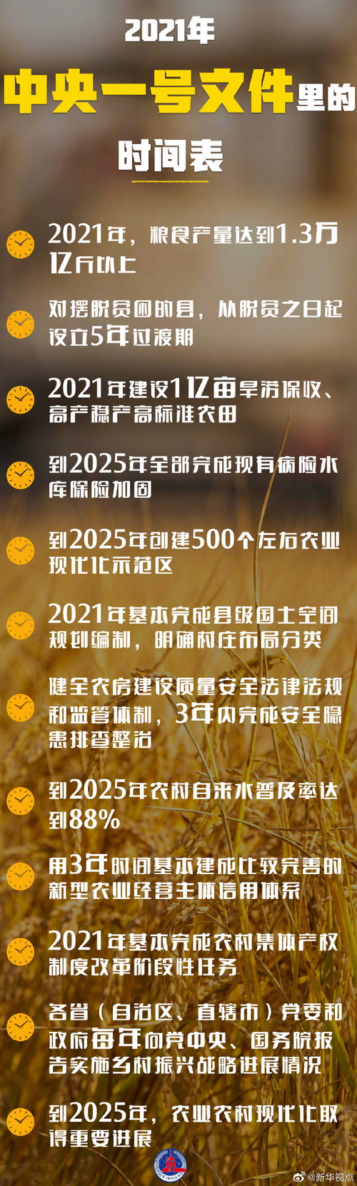 2021年中央一号文件里的时间表