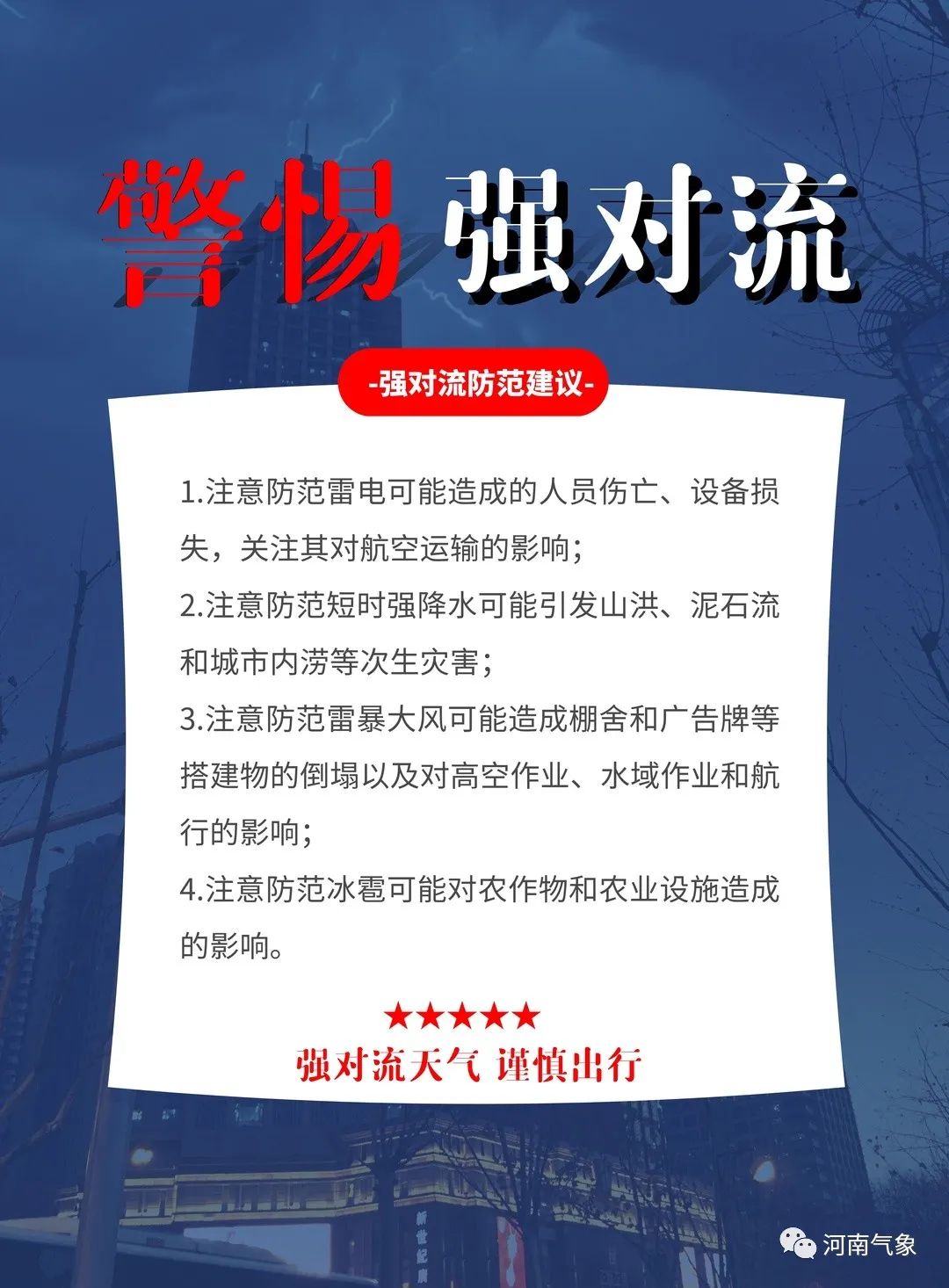 河南继续发布强对流蓝色预警 请注意防范