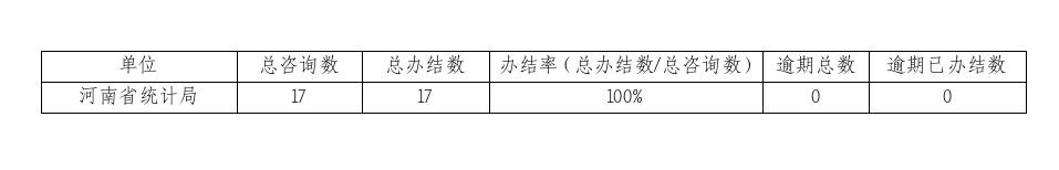 2024年1月份河南省统计局网上咨询办理情况