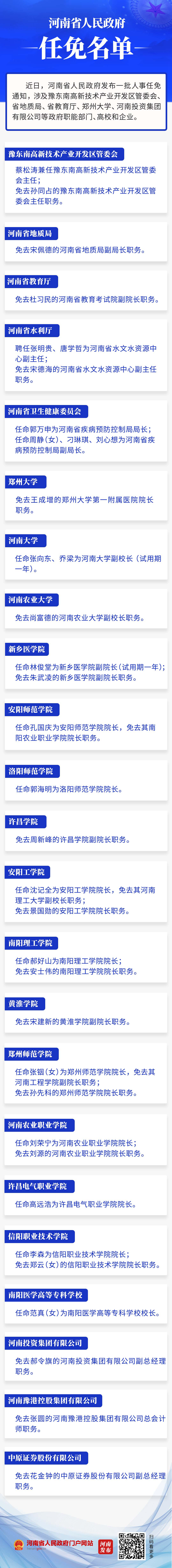 河南省政府新任免一批干部