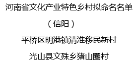 河南省文化产业特色乡村评选结果公示信阳2个！