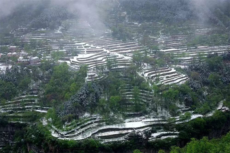 行走河南·读懂中国丨安阳林州： 春雪罩青山 美景如画卷